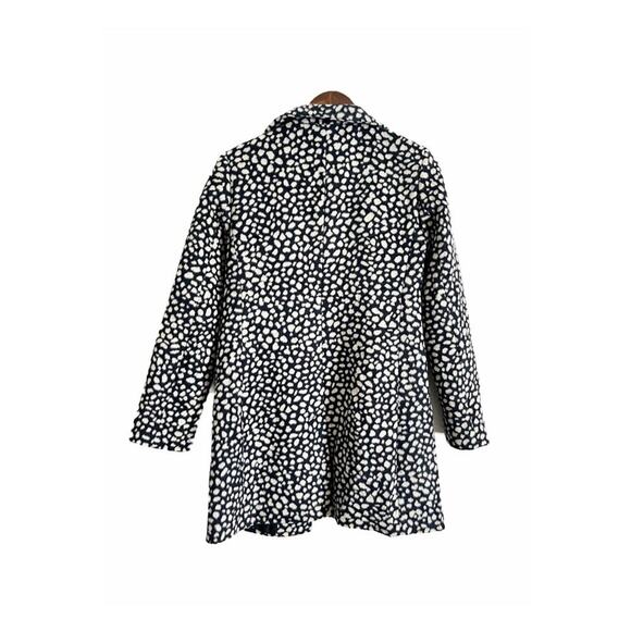 Loft Wool Blend Car Coat Long Jacket Blue White Spotted Small - Picture 3 of 8